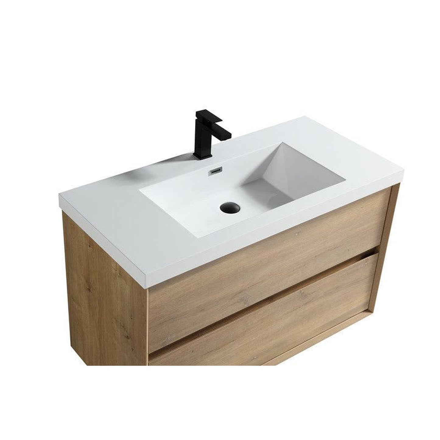 Moreno Bath Kingdee 42" White Oak Wall-Mounted Vanity With Single Reinforced White Acrylic Sink