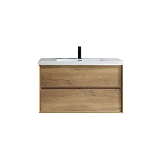 Moreno Bath Kingdee 42" White Oak Wall-Mounted Vanity With Single Reinforced White Acrylic Sink