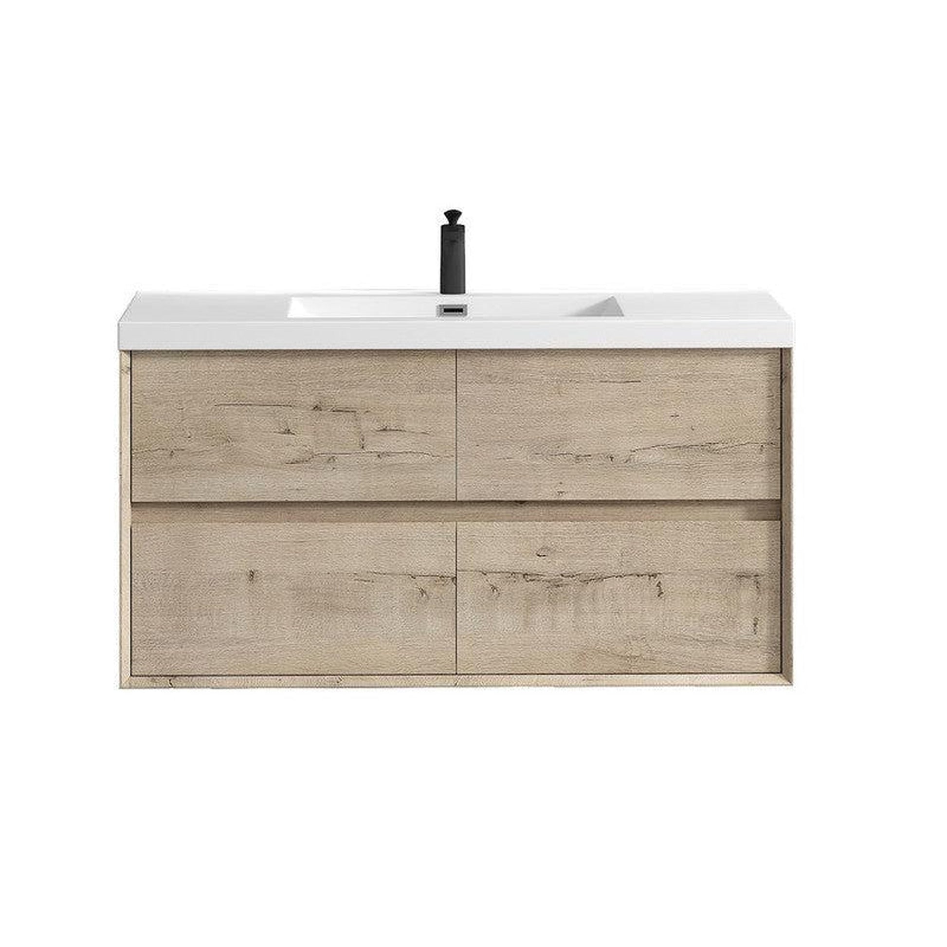 Moreno Bath Kingdee 48" Light Oak Wall-Mounted Modern Vanity With Single Reinforced White Acrylic Sink