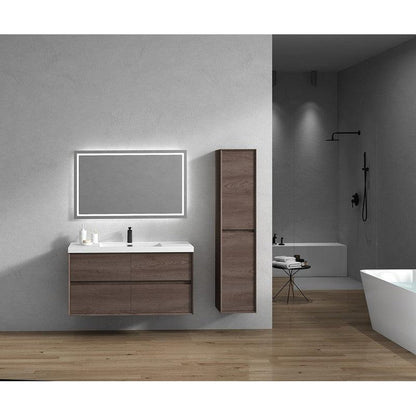 Moreno Bath Kingdee 48" Red Oak Wall-Mounted Modern Vanity With Single Reinforced White Acrylic Sink