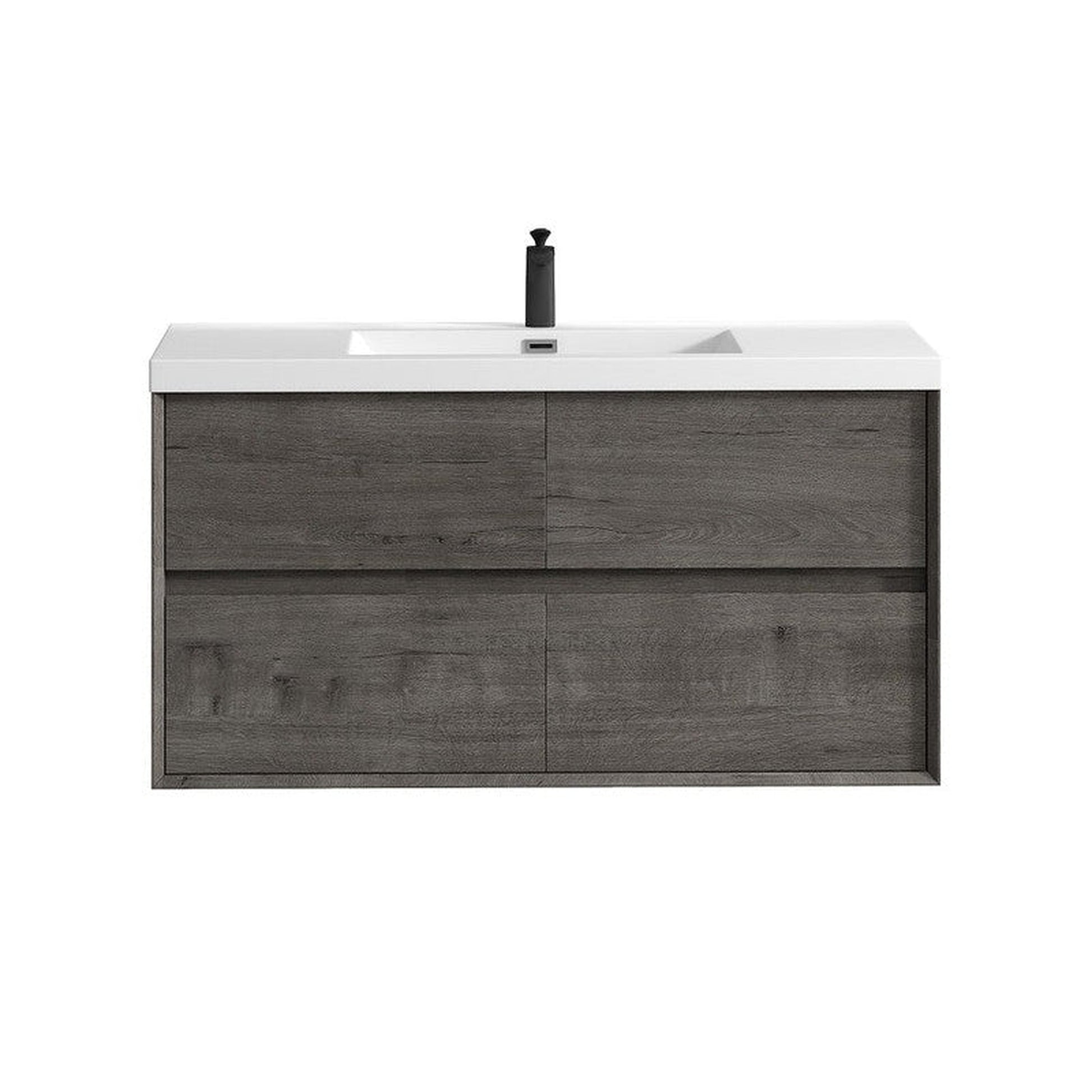 Moreno Bath Kingdee 48" Smoke Oak Wall-Mounted Modern Vanity With Single Reinforced White Acrylic Sink