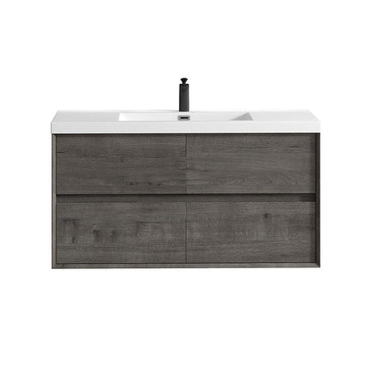 Moreno Bath Kingdee 48" Smoke Oak Wall-Mounted Modern Vanity With Single Reinforced White Acrylic Sink