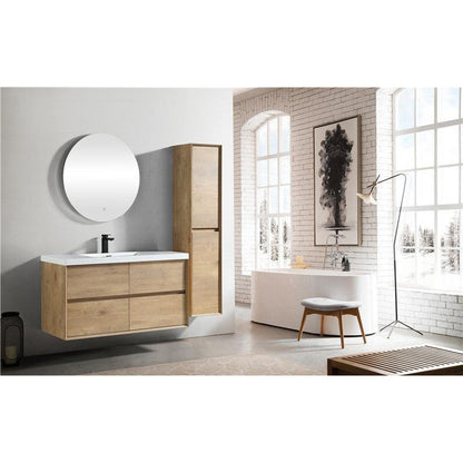 Moreno Bath Kingdee 48" White Oak Wall-Mounted Modern Vanity With Single Reinforced White Acrylic Sink