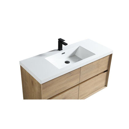 Moreno Bath Kingdee 48" White Oak Wall-Mounted Modern Vanity With Single Reinforced White Acrylic Sink