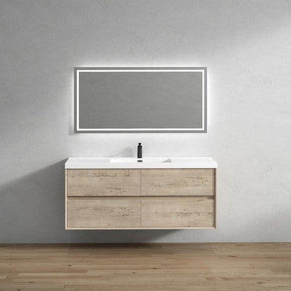 Moreno Bath Kingdee 60" Light Oak Wall-Mounted Modern Vanity With Single Reinforced White Acrylic Sink