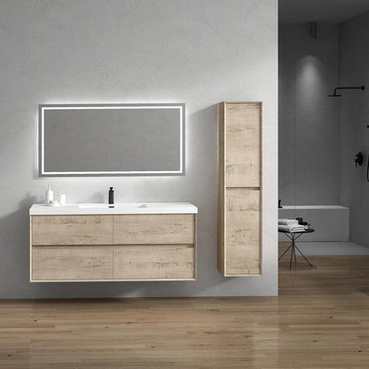 Moreno Bath Kingdee 60" Light Oak Wall-Mounted Modern Vanity With Single Reinforced White Acrylic Sink