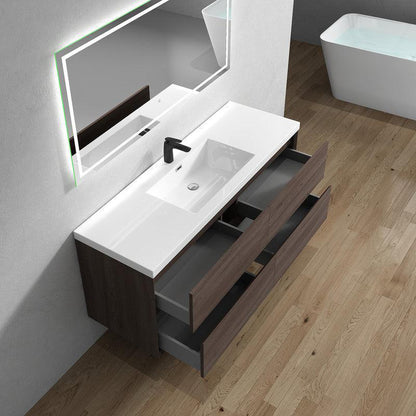 Moreno Bath Kingdee 60" Red Oak Wall-Mounted Modern Vanity With Single Reinforced White Acrylic Sink