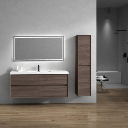 Moreno Bath Kingdee 60" Red Oak Wall-Mounted Modern Vanity With Single Reinforced White Acrylic Sink