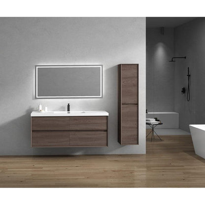 Moreno Bath Kingdee 60" Red Oak Wall-Mounted Modern Vanity With Single Reinforced White Acrylic Sink