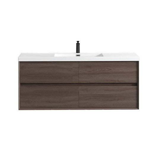 Moreno Bath Kingdee 60" Red Oak Wall-Mounted Modern Vanity With Single Reinforced White Acrylic Sink