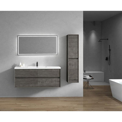 Moreno Bath Kingdee 60" Smoke Oak Wall-Mounted Modern Vanity With Single Reinforced White Acrylic Sink