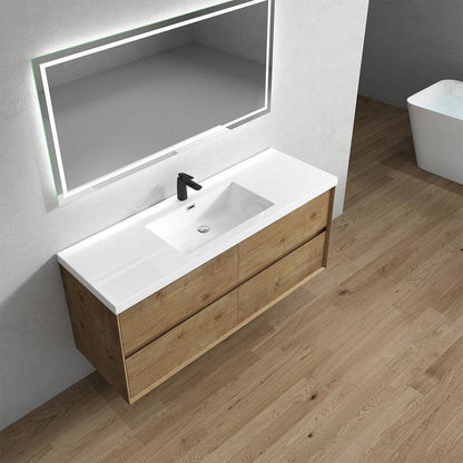 Moreno Bath Kingdee 60" White Oak Wall-Mounted Modern Vanity With Single Reinforced White Acrylic Sink