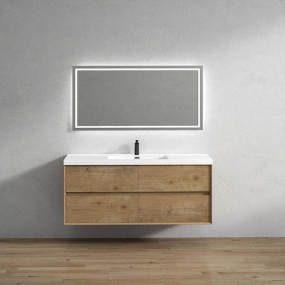 Moreno Bath Kingdee 60" White Oak Wall-Mounted Modern Vanity With Single Reinforced White Acrylic Sink