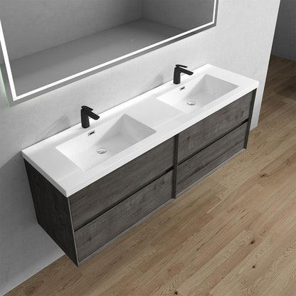 Moreno Bath Kingdee 72" Smoke Oak Wall-Mounted Modern Vanity With Double Reinforced White Acrylic Sinks