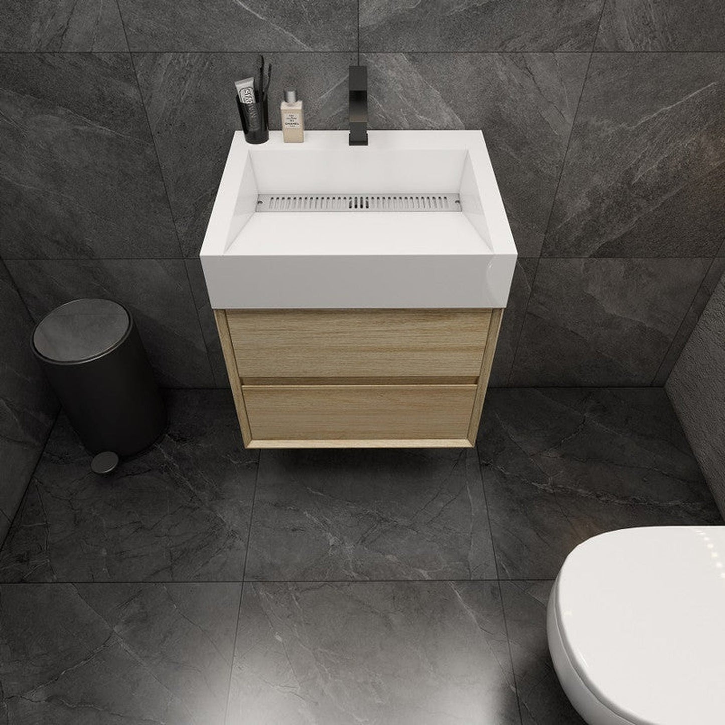 Moreno Bath MAX 24" Coffee Wood Wall-Mounted Vanity With Single Reinforced White Acrylic Sink