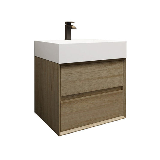 Moreno Bath MAX 24" Coffee Wood Wall-Mounted Vanity With Single Reinforced White Acrylic Sink