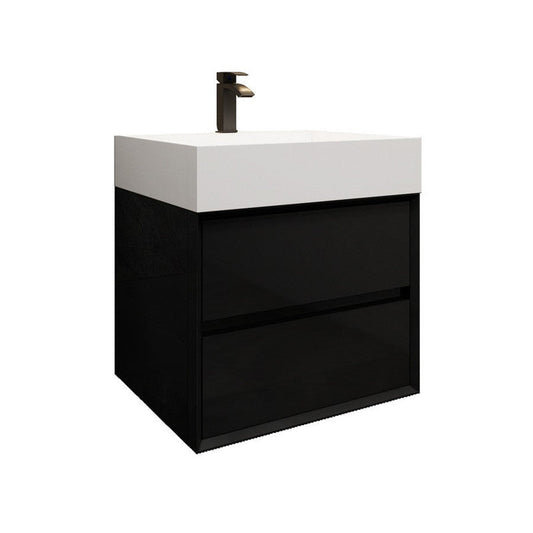 Moreno Bath MAX 24" Gloss Black Wall-Mounted Vanity With Single Reinforced White Acrylic Sink