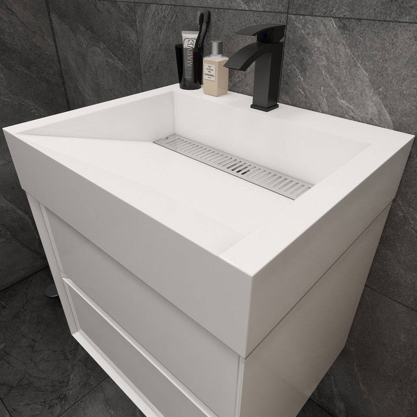 Moreno Bath MAX 24" Gloss White Wall-Mounted Vanity With Single Reinforced White Acrylic Sink