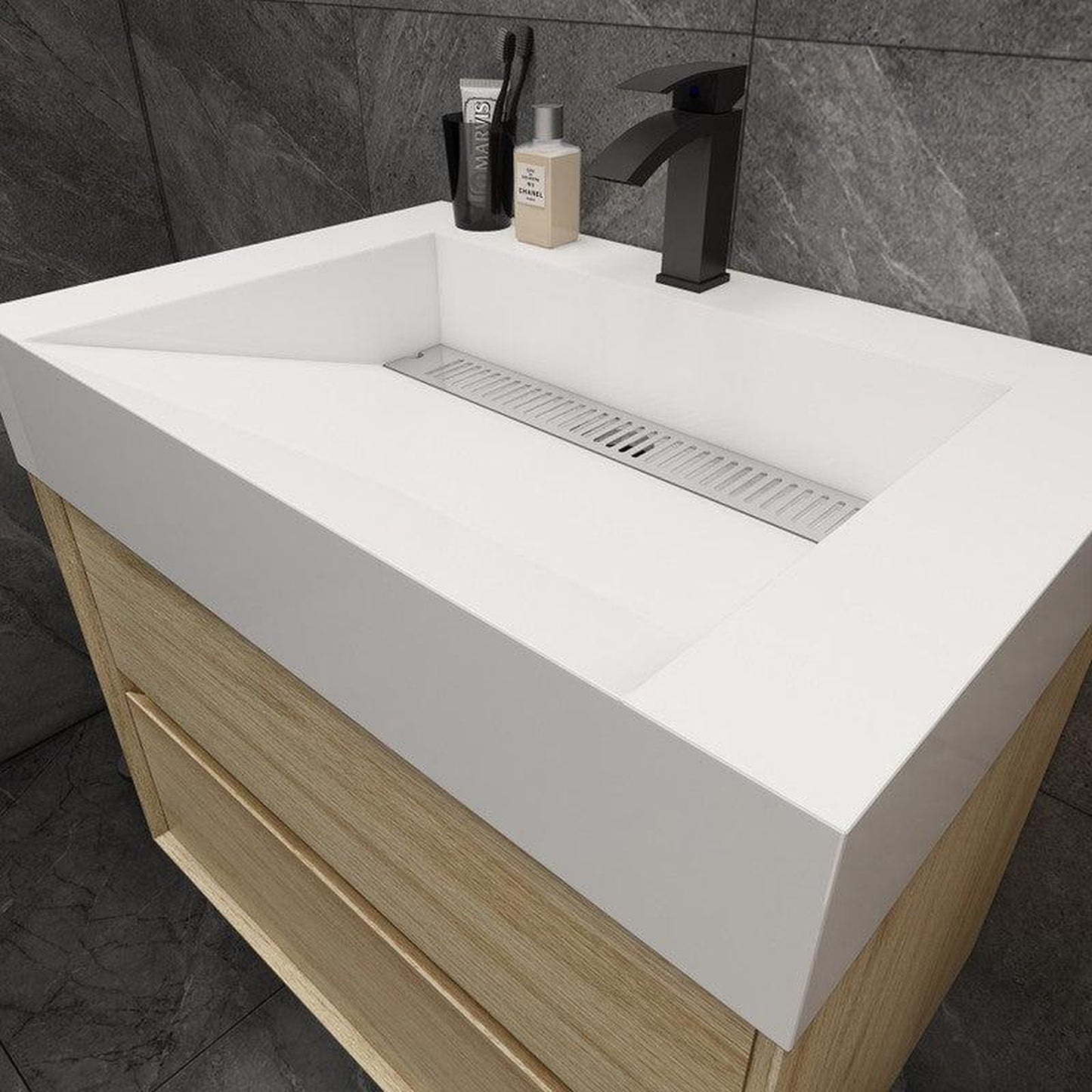 Moreno Bath MAX 30" Coffee Wood Wall-Mounted Vanity With Single Reinforced White Acrylic Sink