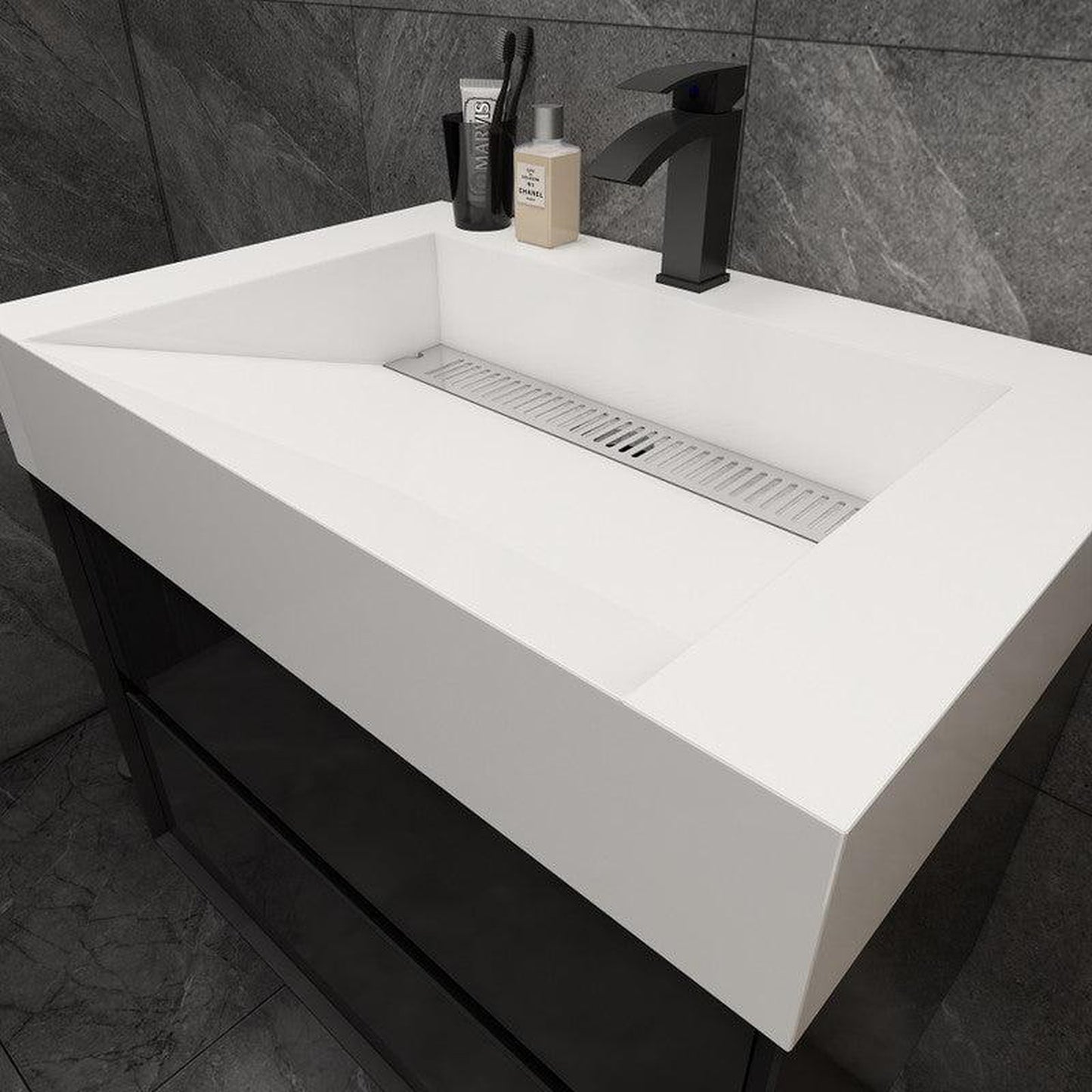 Moreno Bath MAX 30" Gloss Black Wall-Mounted Vanity With Single Reinforced White Acrylic Sink