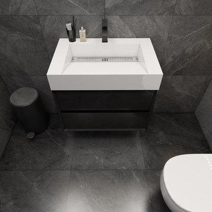 Moreno Bath MAX 30" Gloss Black Wall-Mounted Vanity With Single Reinforced White Acrylic Sink