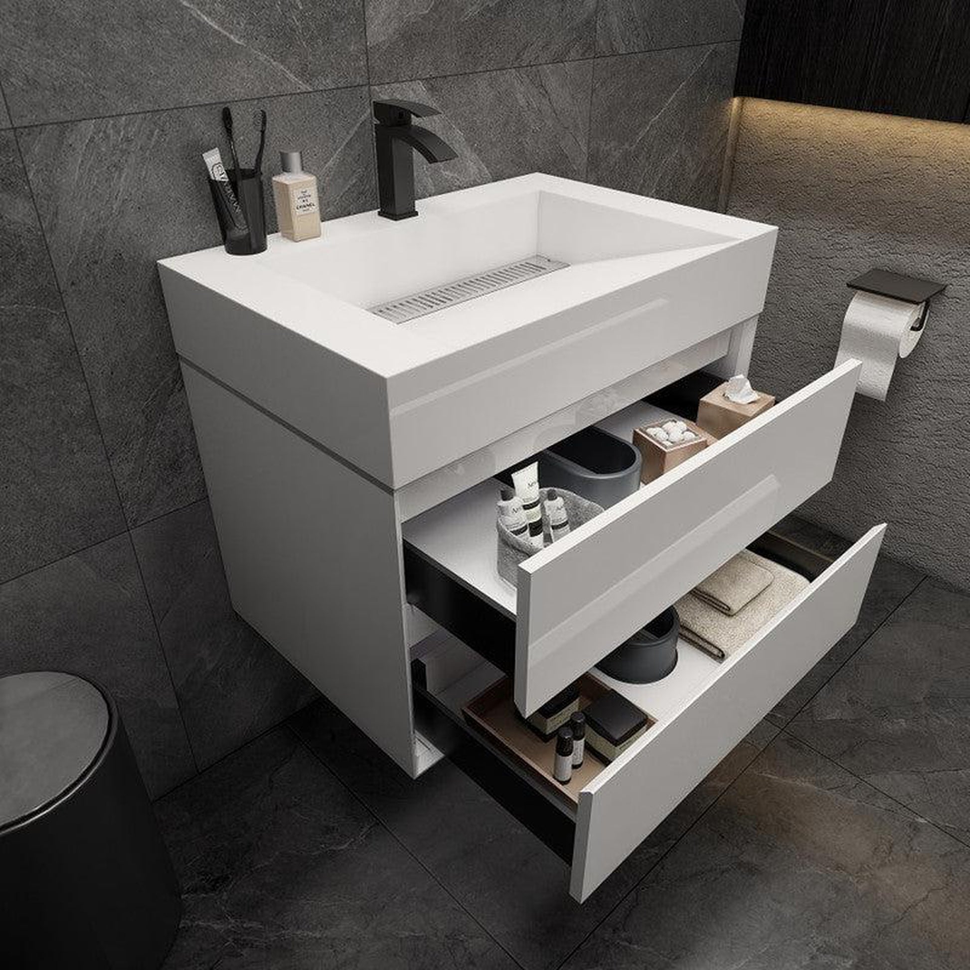Moreno Bath MAX 30" Gloss White Wall-Mounted Vanity With Single Reinforced White Acrylic Sink