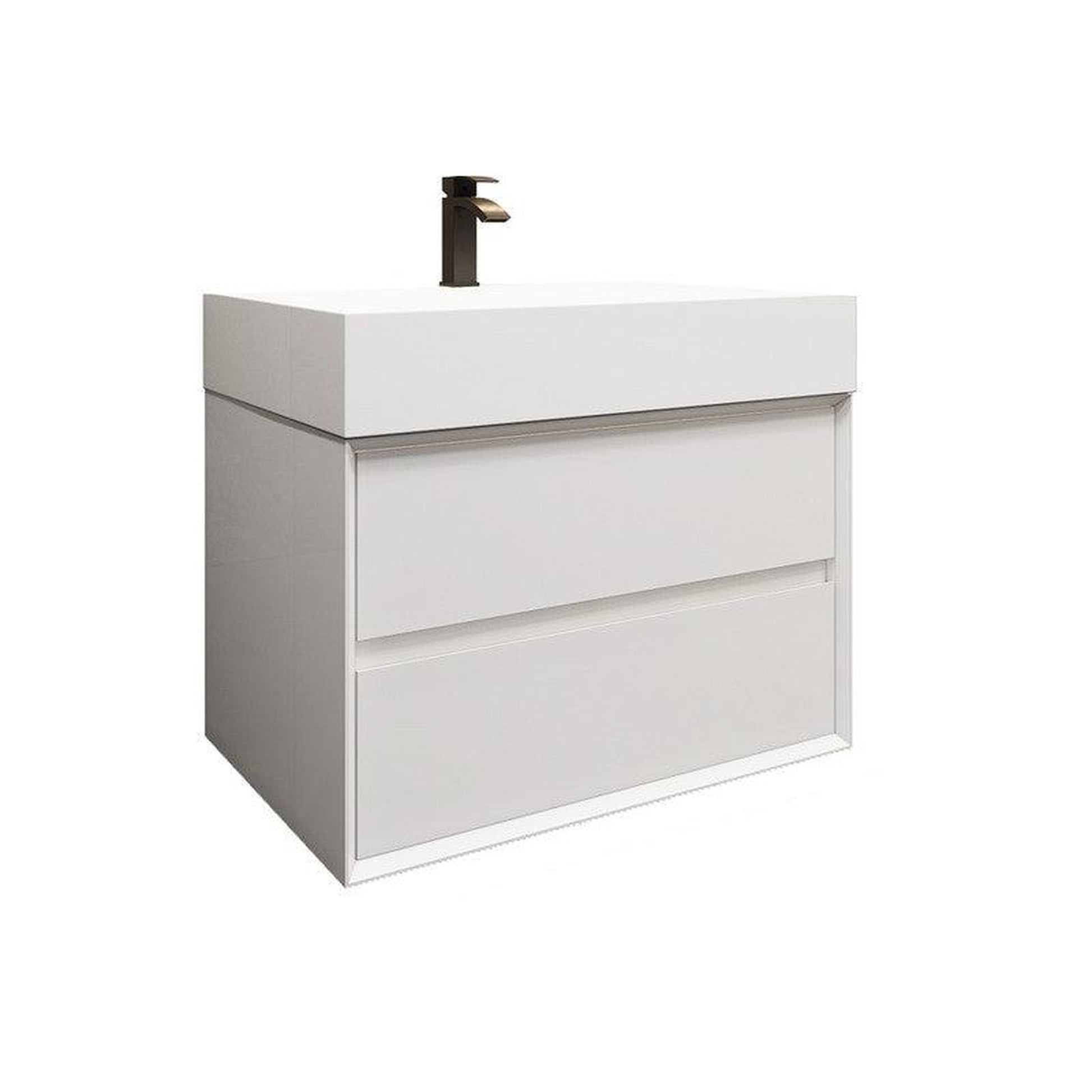 Moreno Bath MAX 30" Gloss White Wall-Mounted Vanity With Single Reinforced White Acrylic Sink