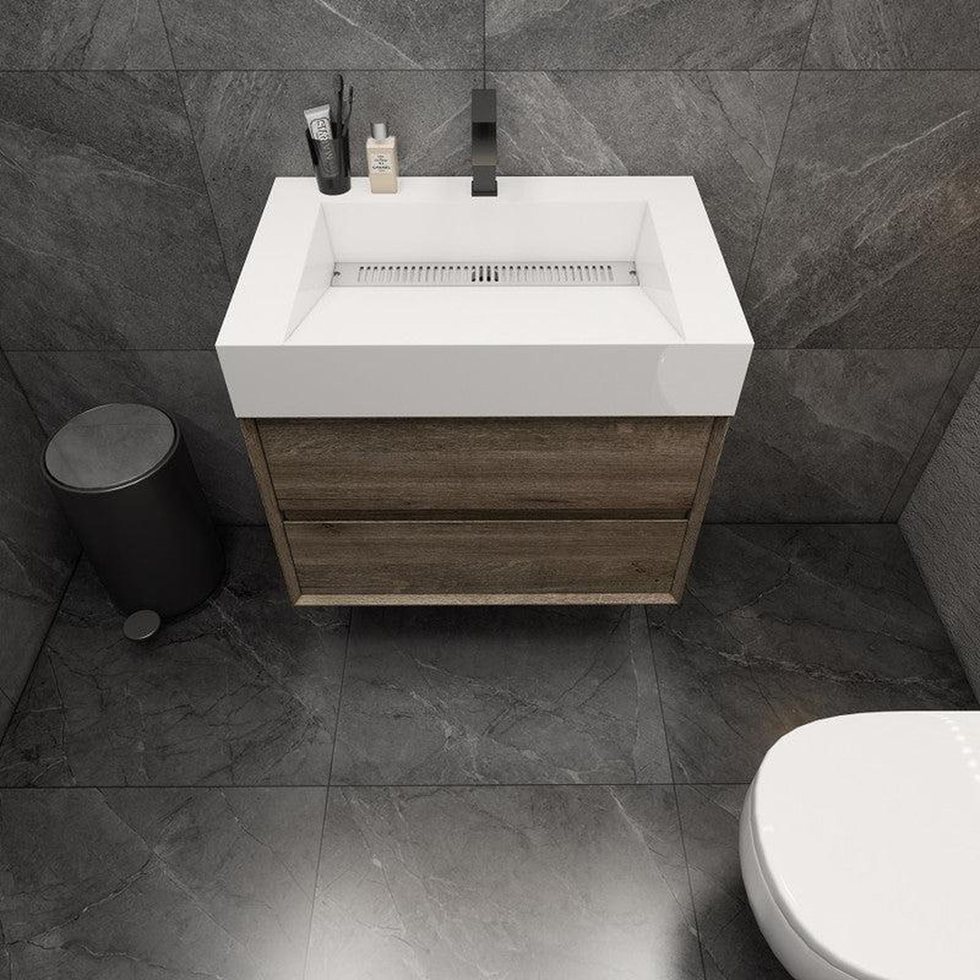 Moreno Bath MAX 30" Gray Oak Wall-Mounted Vanity With Single Reinforced White Acrylic Sink