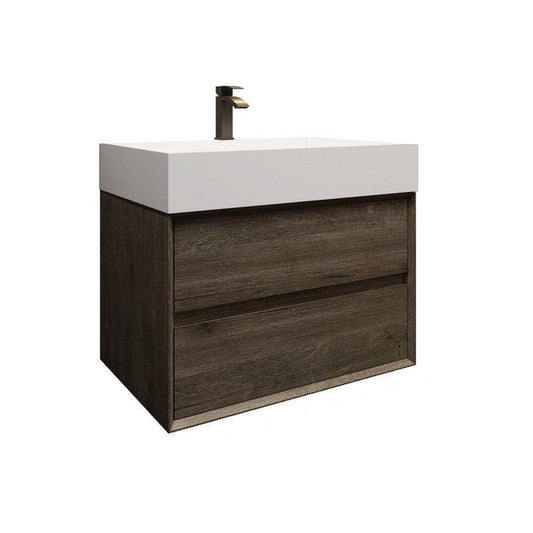 Moreno Bath MAX 30" Gray Oak Wall-Mounted Vanity With Single Reinforced White Acrylic Sink