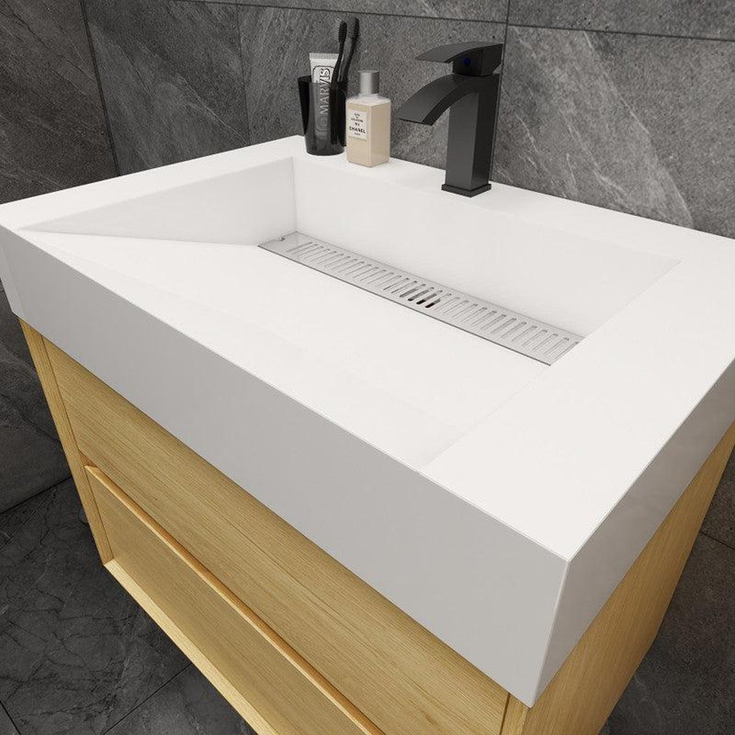 Moreno Bath MAX 30" Teak Oak Wall-Mounted Vanity With Single Reinforced White Acrylic Sink