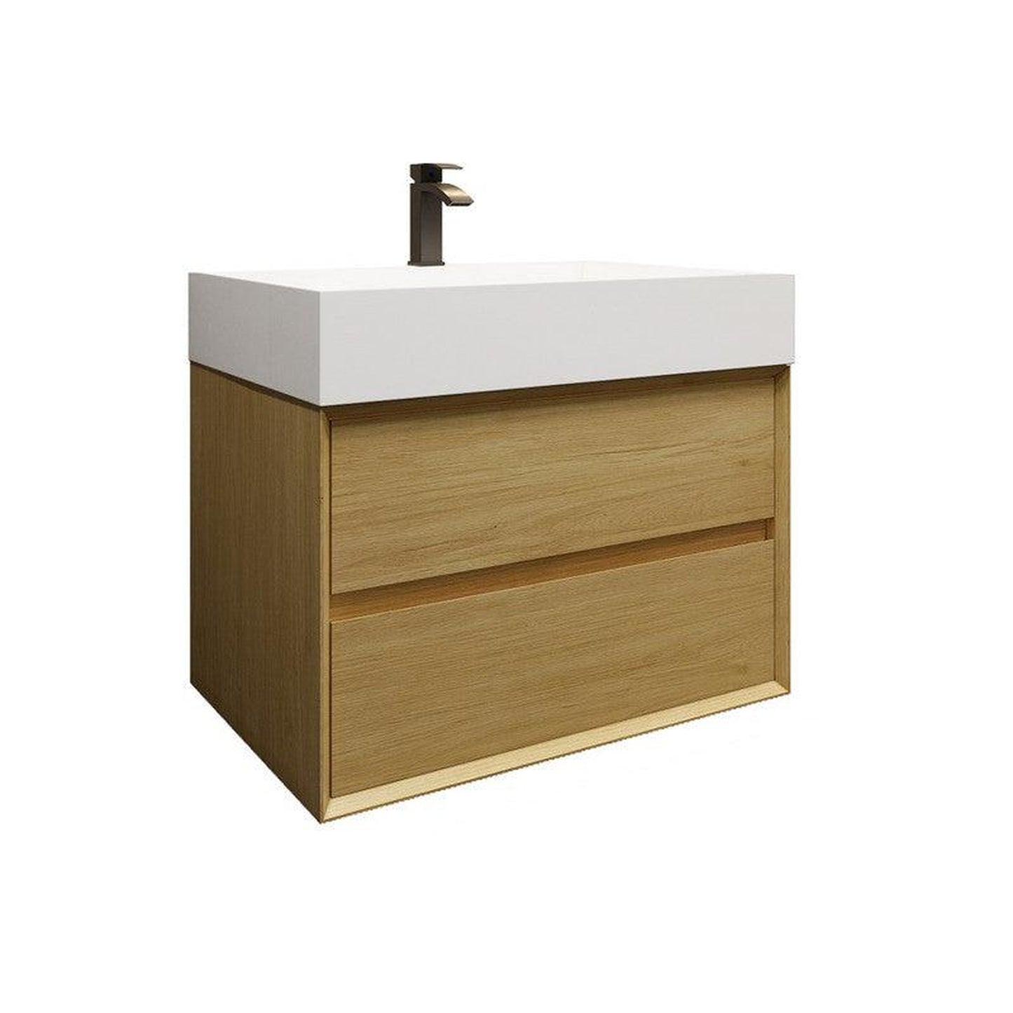 Moreno Bath MAX 30" Teak Oak Wall-Mounted Vanity With Single Reinforced White Acrylic Sink