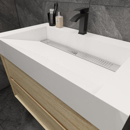 Moreno Bath MAX 36" Coffee Wood Wall-Mounted Vanity With Single Reinforced White Acrylic Sink