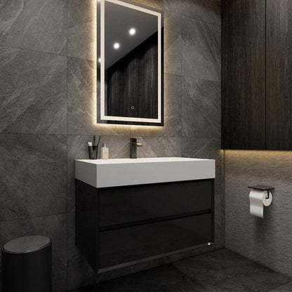 Moreno Bath MAX 36" Gloss Black Wall-Mounted Vanity With Single Reinforced White Acrylic Sink