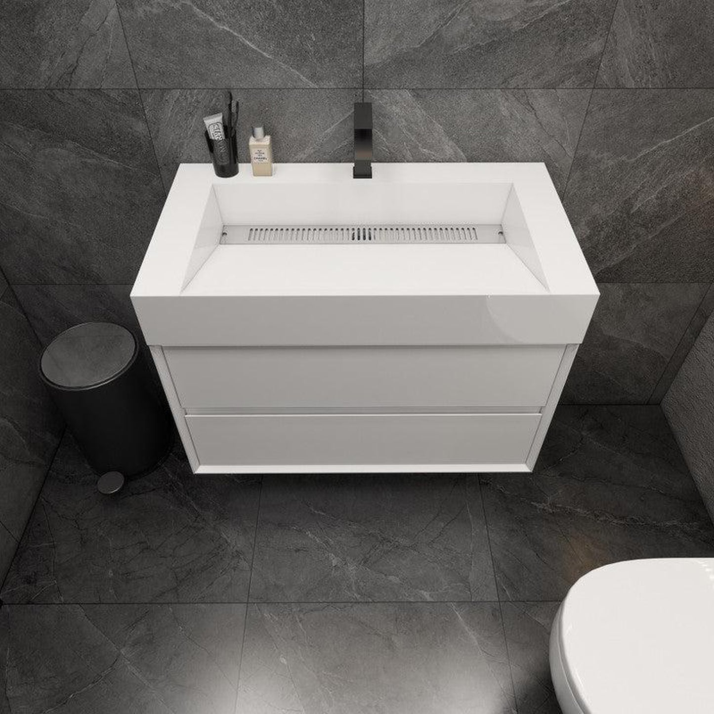Moreno Bath MAX 36" Gloss White Wall-Mounted Vanity With Single Reinforced White Acrylic Sink