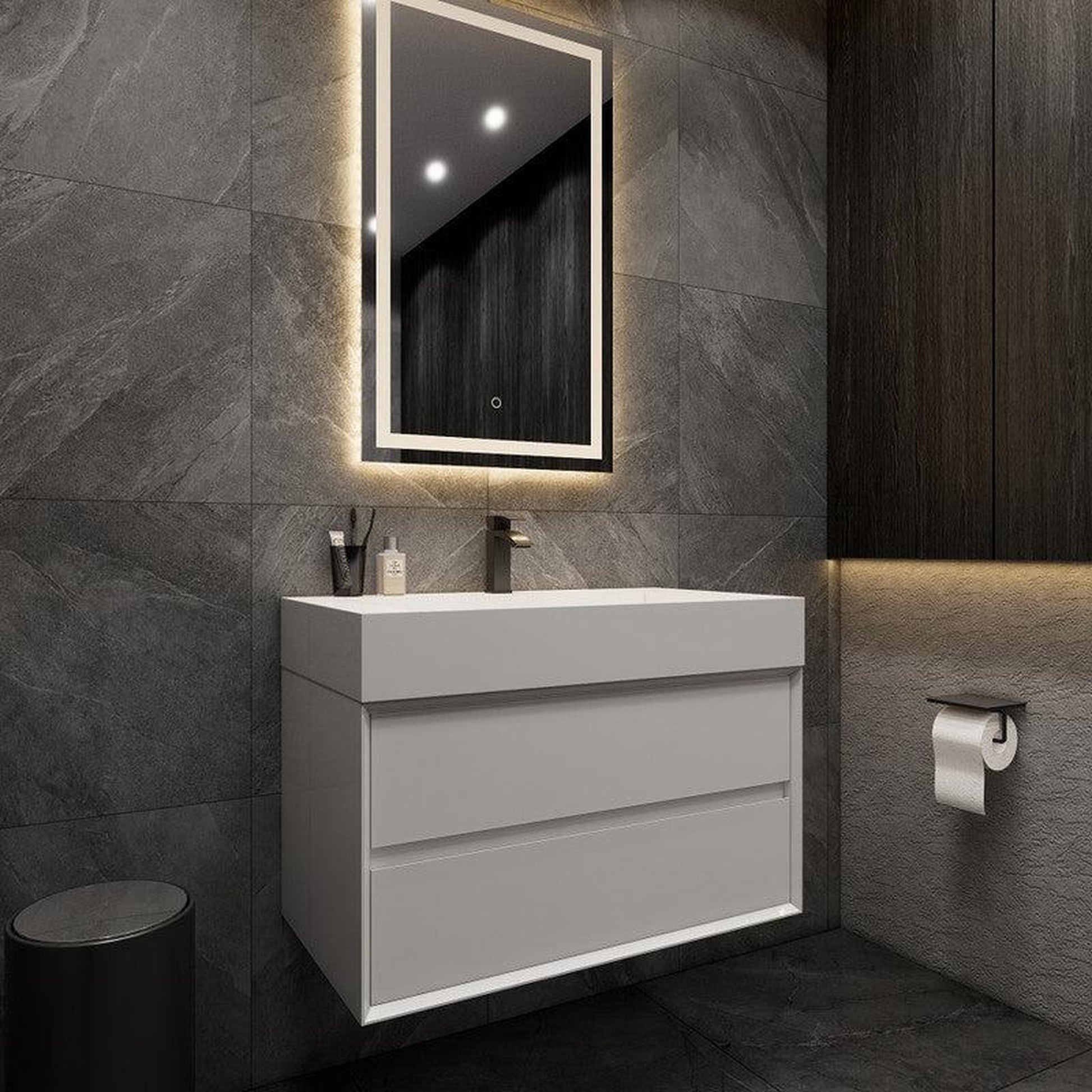 Moreno Bath MAX 36" Gloss White Wall-Mounted Vanity With Single Reinforced White Acrylic Sink