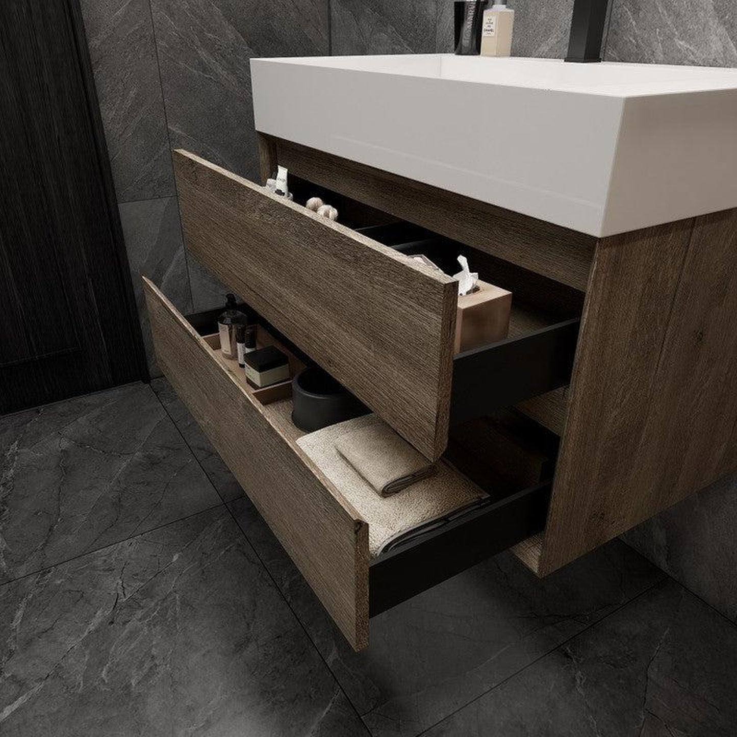 Moreno Bath MAX 36" Gray Oak Wall-Mounted Vanity With Single Reinforced White Acrylic Sink