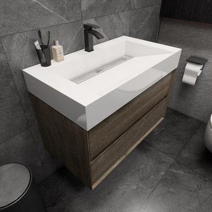 Moreno Bath MAX 36" Gray Oak Wall-Mounted Vanity With Single Reinforced White Acrylic Sink