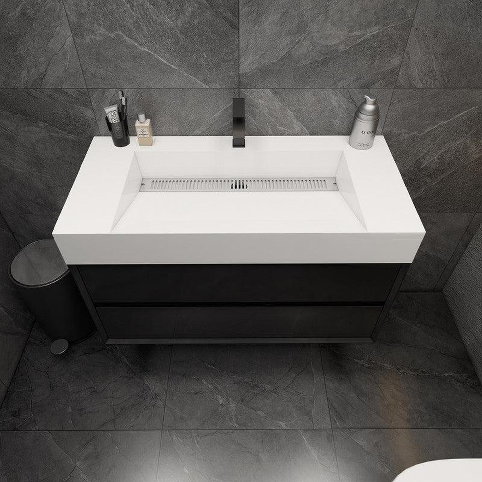 Moreno Bath MAX 42" Gloss Black Wall-Mounted Vanity With Single Reinforced White Acrylic Sink