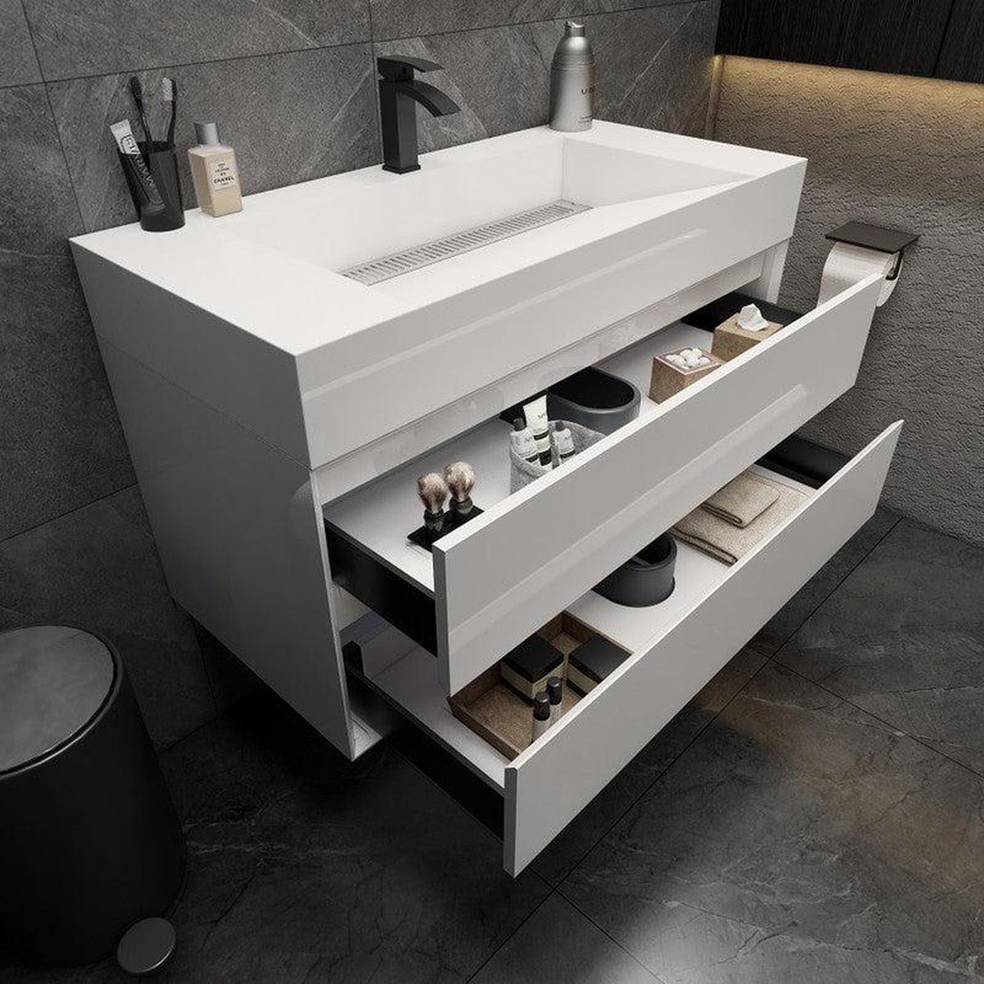 Moreno Bath MAX 42" Gloss White Wall-Mounted Vanity With Single Reinforced White Acrylic Sink