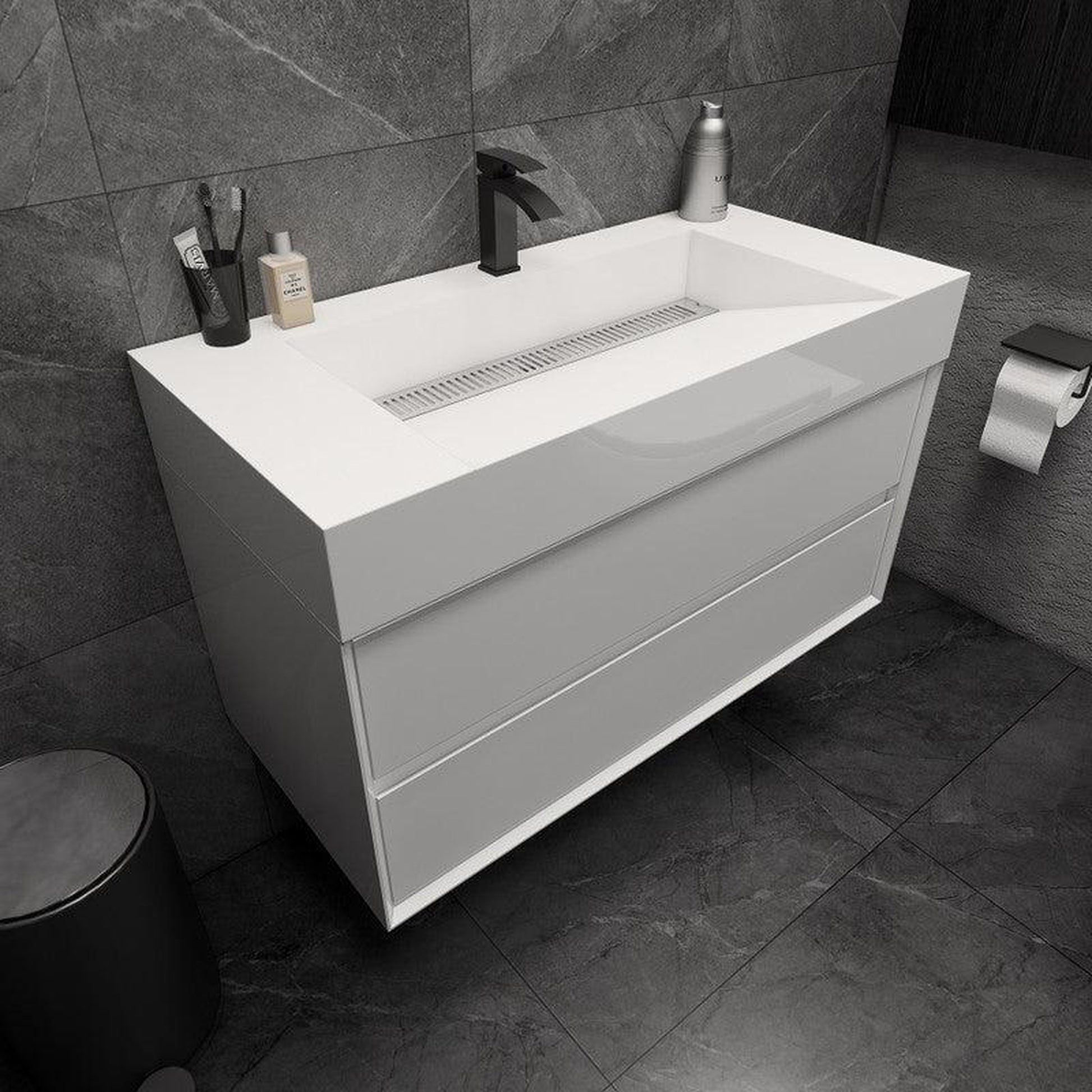 Moreno Bath MAX 42" Gloss White Wall-Mounted Vanity With Single Reinforced White Acrylic Sink
