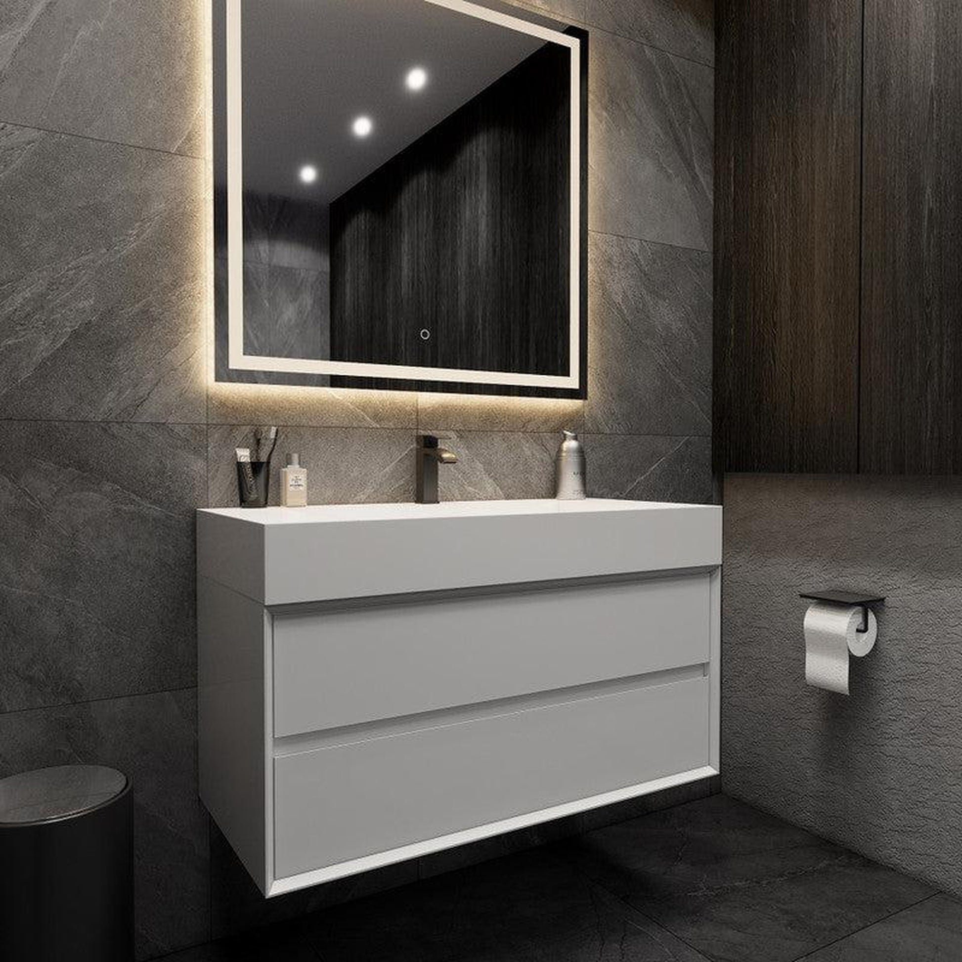 Moreno Bath MAX 42" Gloss White Wall-Mounted Vanity With Single Reinforced White Acrylic Sink