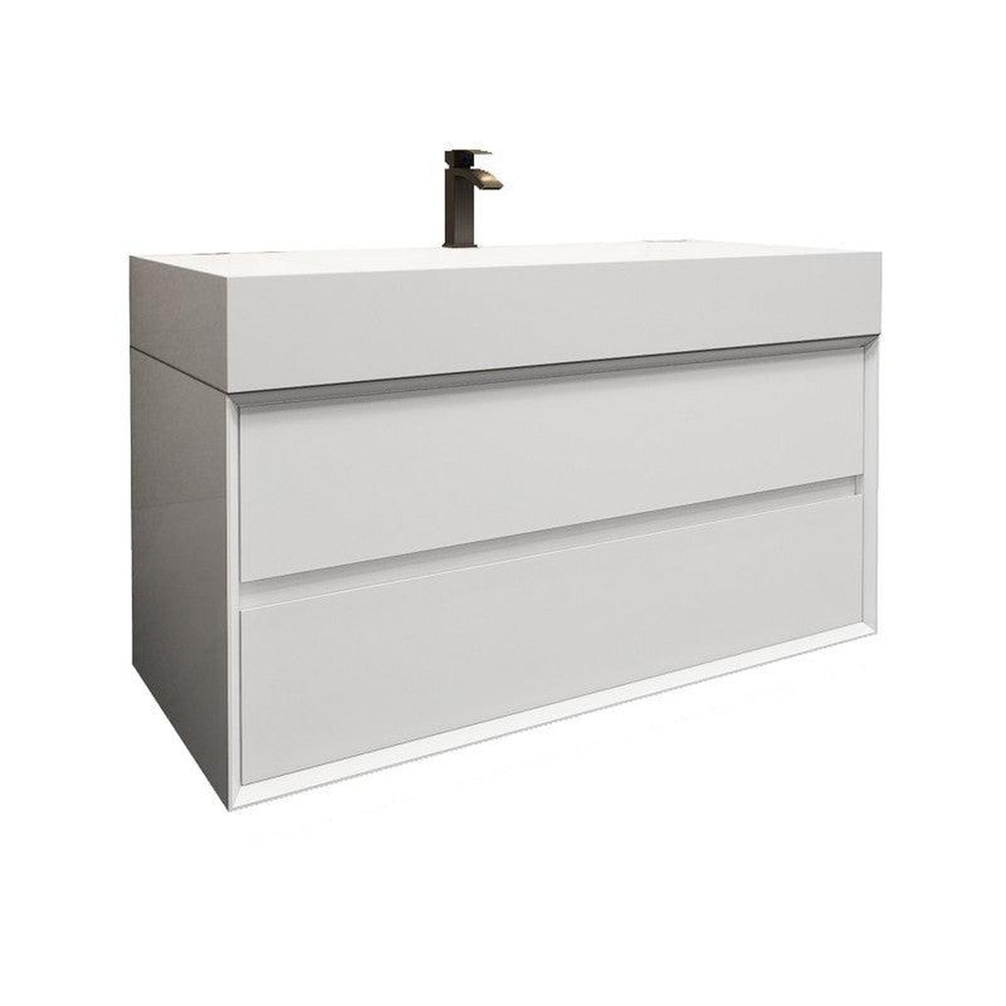 Moreno Bath MAX 42" Gloss White Wall-Mounted Vanity With Single Reinforced White Acrylic Sink