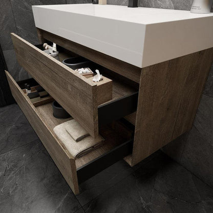 Moreno Bath MAX 42" Gray Oak Wall-Mounted Vanity With Single Reinforced White Acrylic Sink
