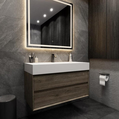 Moreno Bath MAX 42" Gray Oak Wall-Mounted Vanity With Single Reinforced White Acrylic Sink