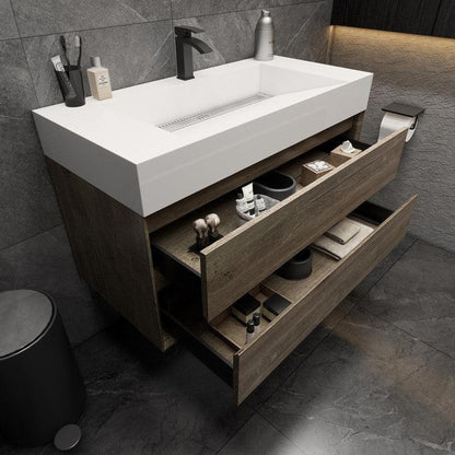 Moreno Bath MAX 42" Gray Oak Wall-Mounted Vanity With Single Reinforced White Acrylic Sink