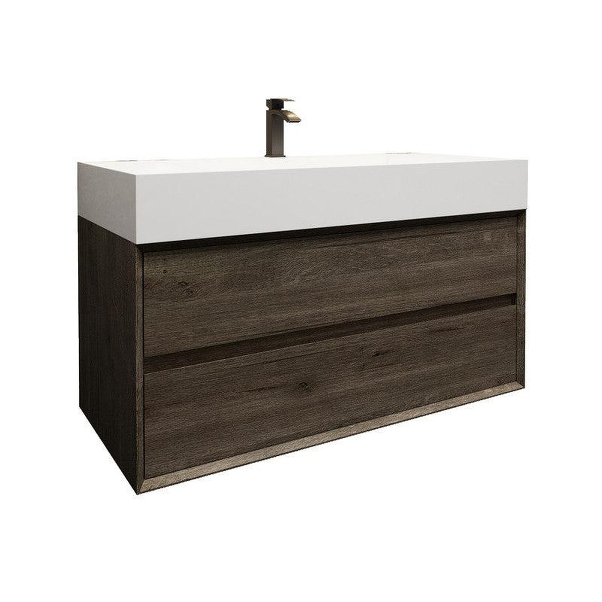 Moreno Bath MAX 42" Gray Oak Wall-Mounted Vanity With Single Reinforced White Acrylic Sink