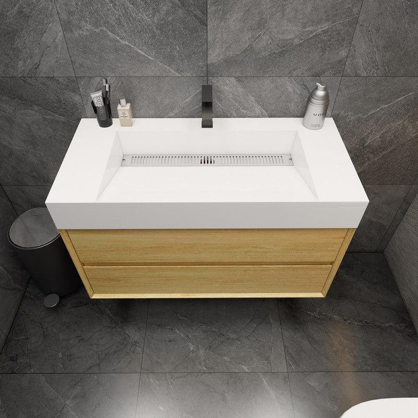 Moreno Bath MAX 42" Teak Oak Wall-Mounted Vanity With Single Reinforced White Acrylic Sink