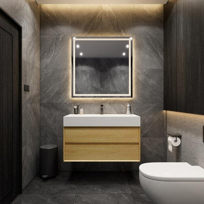 Moreno Bath MAX 42" Teak Oak Wall-Mounted Vanity With Single Reinforced White Acrylic Sink