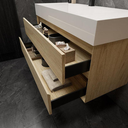 Moreno Bath MAX 48" Coffee Wood Wall-Mounted Vanity With Single Reinforced White Acrylic Sink
