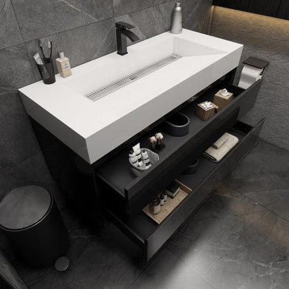 Moreno Bath MAX 48" Gloss Black Wall-Mounted Vanity With Single Reinforced White Acrylic Sink